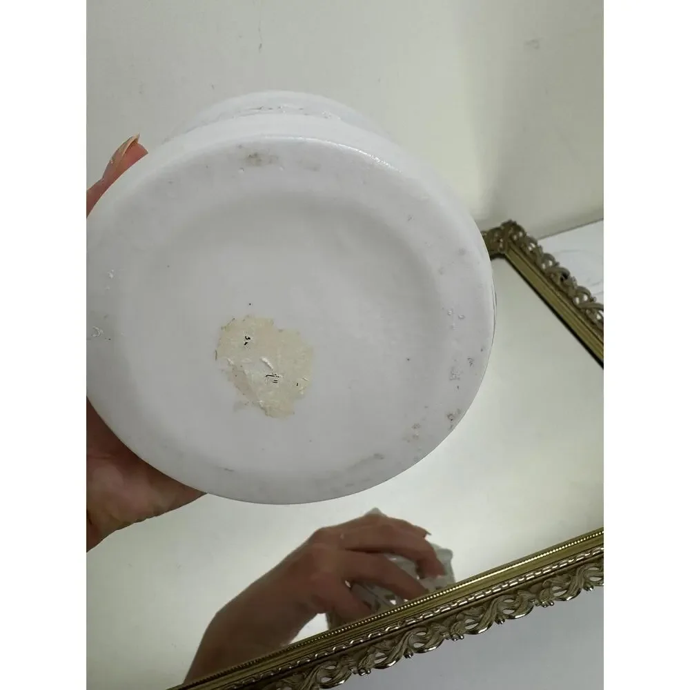 Beautiful Vintage Lattice Porcelain Floral Lidded Jar Vanity Trinket Dish